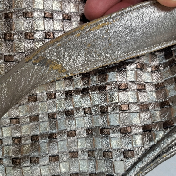 Elliott Lucca Hobo Bag Metallic Gold & Silver Braided Leather Purse - Picture 8 of 14